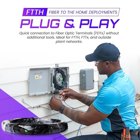 OptiTap Premium Pre-Terminated Fiber Optic Cable – Plug-and-Play, IP68 Rated for FTTH/FTTx Deployments, Weatherproof, Quick Installation, Compatible with Corning OptiTap Ecosystem, Multiple Lengths in Saudi Arabia