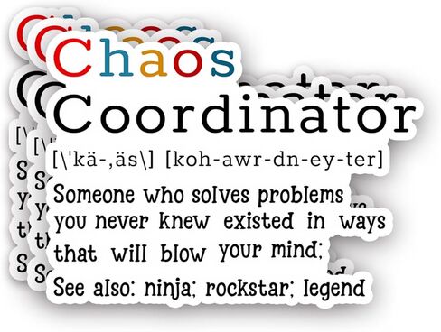(3pcs) Chaos Coordinator Definition Sticker Funny Sayings Sarcastic Quotes Vinyl Decal for Tumbler Laptop Kindle Water Bottles Books Phone - Size 3x2.2 Inches in Saudi Arabia