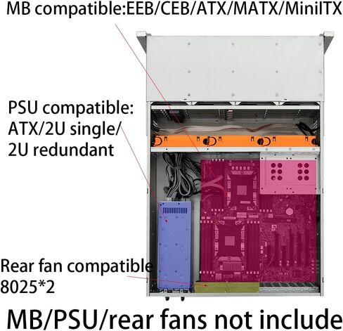 هيكل حامل حامل 4U 25.6 بوصة 24 Bay 2.5 بوصة / 3.5 بوصة SATA/SAS. SFF-8087 لوحة الكترونية معززة. ميغابايت EEB/CEB/EATX/ATX/MATX. وحدة PSU 2U زائدة عن الحاجة / 2U فردية/ATX. حافظة PCIe كاملة الارتفاع. in Kuwait