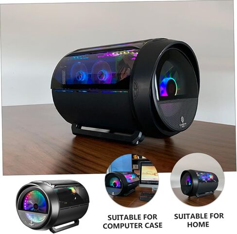TEHAUX Gaming Computer Case with Panoramic Round RGB Water Cooling, Black Modified Matx Chassis for Office and Gaming Users in Saudi Arabia