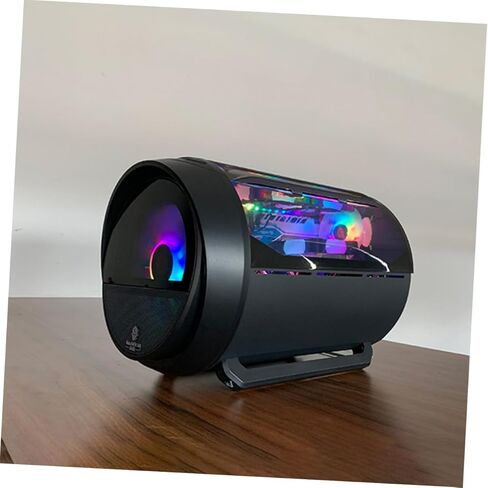 TEHAUX Gaming Computer Case with Panoramic Round RGB Water Cooling, Black Modified Matx Chassis for Office and Gaming Users in Saudi Arabia
