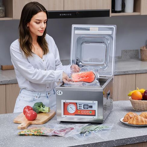 VEVOR Chamber Vacuum Sealer، DZ-260A معدل مضخة 6.5 متر مكعب/ساعة، تأثير إغلاق ممتاز مع تحكم تلقائي، آلة تغليف الأطعمة الاحترافية 110 فولت/60 هرتز تستخدم للحوم الطازجة والفواكه والصلصات in Kuwait