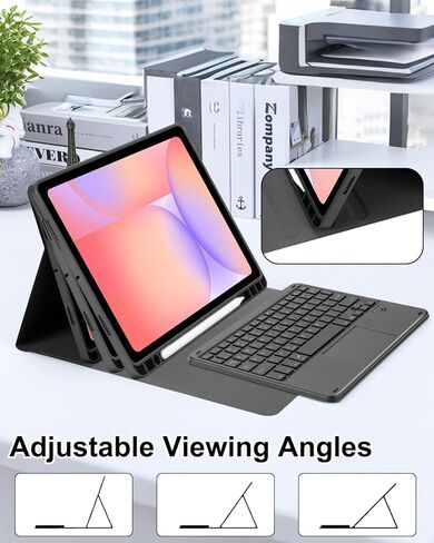 Touchpad Keyboard Case for Samsung Galaxy Tab S10 Lite/S10 FE/S9 FE 10.9 inch /S9 11" 2025/2023 Tablet, Rainbow Backlight Type-C Charging TrackPad Keyboard with Pencil Holder (Black) in Saudi Arabia