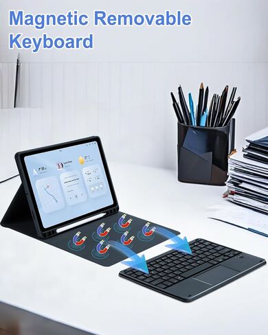 Touchpad Keyboard Case for Samsung Galaxy Tab S10 Lite/S10 FE/S9 FE 10.9 inch /S9 11" 2025/2023 Tablet, Rainbow Backlight Type-C Charging TrackPad Keyboard with Pencil Holder (Black) in Saudi Arabia