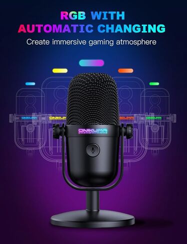 Gaming Microphone with Noise Cancellation & Mute Button, USB Condenser Mic for Streaming/Recording, Ultra-Compact Design, Compatible with PC/Mac/PS4/PS5, Podcast/YouTube/Twitch/Discord, Black in Saudi Arabia