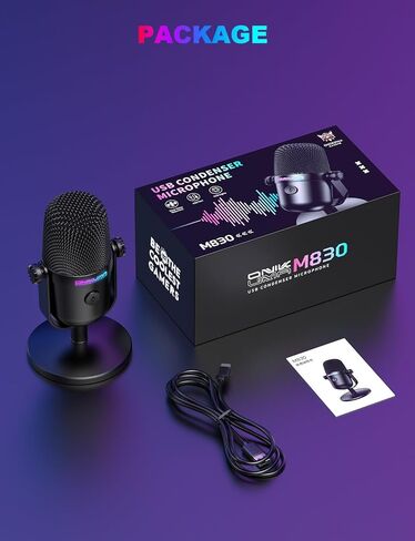 Gaming Microphone with Noise Cancellation & Mute Button, USB Condenser Mic for Streaming/Recording, Ultra-Compact Design, Compatible with PC/Mac/PS4/PS5, Podcast/YouTube/Twitch/Discord, Black in Saudi Arabia
