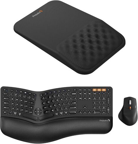 ProtoArc EKM01 Plus Full Size Ergonomic Keyboard Mouse Black with MP50 Ergonomic Mouse Pad with Wrist Rest Black in Saudi Arabia
