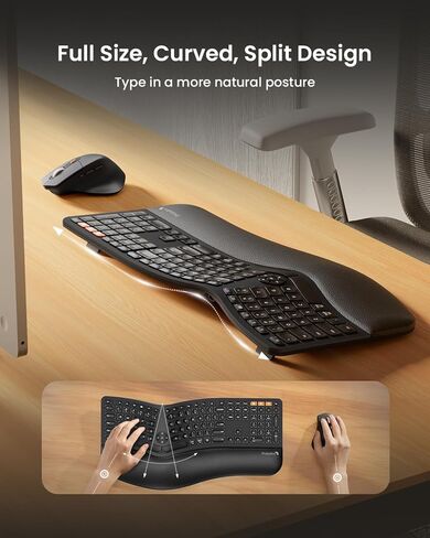 ProtoArc EKM01 Plus Full Size Ergonomic Keyboard Mouse Black with MP50 Ergonomic Mouse Pad with Wrist Rest Black in Saudi Arabia