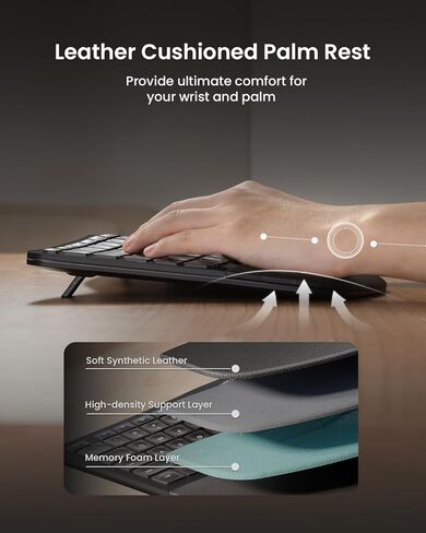 ProtoArc EKM01 Plus Full Size Ergonomic Keyboard Mouse Black with MP50 Ergonomic Mouse Pad with Wrist Rest Black in Saudi Arabia