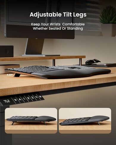 ProtoArc EKM01 Plus Full Size Ergonomic Keyboard Mouse Black with MP50 Ergonomic Mouse Pad with Wrist Rest Black in Saudi Arabia