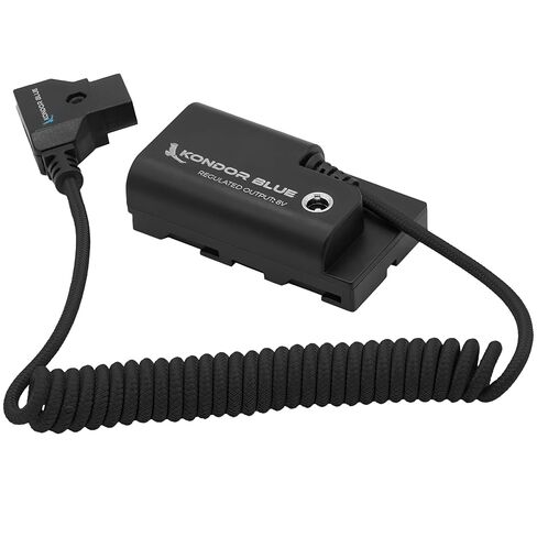 KONDOR BLUE | D-Tap to NPF Coiled Dummy Battery Cable for Sony L-Series | 16"-36" Coiled Cable Connect D-Tap Sources to Your Device | Raven Black in Saudi Arabia