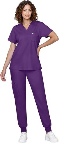 Scrubs for Women Medical Scrubs Set - V-Neck Top & Jogger Pants with 5 Pockets, Soft Stretch Woven fabric,Side splits in Saudi Arabia