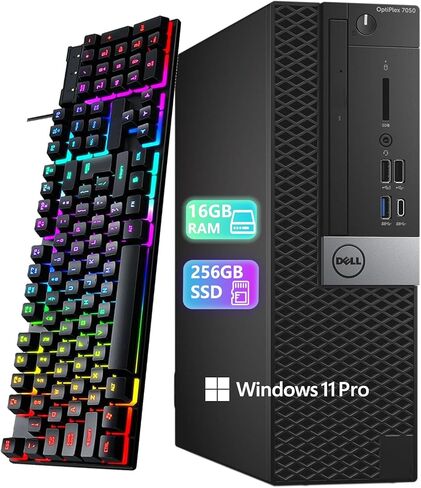 كمبيوتر مكتبي Dell Optiplex 7050 SFF | كور i5-7500، 4 كور، 16 جيجا رام DDR4 | 256 جيجا اس اس دي | يو اس بي واي فاي + بلوتوث | ويندوز 11 برو | لوحة المفاتيح والماوس (متجدد) in Kuwait