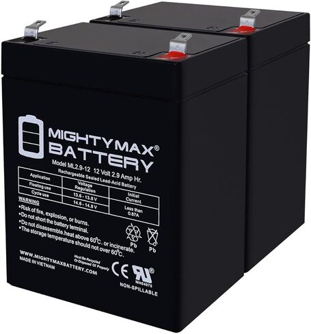 بطارية Mighty Max 12V 2.9AH F1 SLA بديلة متوافقة مع Linak BAJ2 Patient Lift - عبوتان in Kuwait