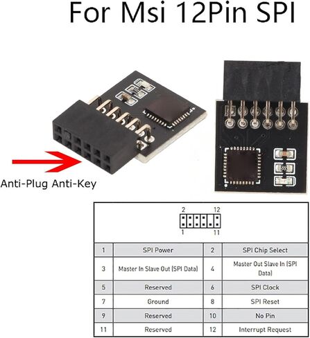 وحدة Vikye Stable TPM 2.0 للوحة الأم MSI، مادة عالية الأمان ومتينة، واجهة SPI 12Pin in Kuwait