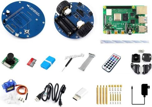 مجموعة أدوات تشغيل الروبوت الذكي للفيديو اللاسلكي AlphaBot2 لـ Raspberry Pi 4 Model B مع وحدة تحكم عن بعد بالأشعة تحت الحمراء للكاميرا @ XYGStudy in Saudi Arabia