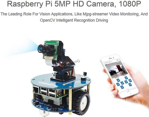 مجموعة أدوات تشغيل الروبوت الذكي للفيديو اللاسلكي AlphaBot2 لـ Raspberry Pi 4 Model B مع وحدة تحكم عن بعد بالأشعة تحت الحمراء للكاميرا @ XYGStudy in Saudi Arabia