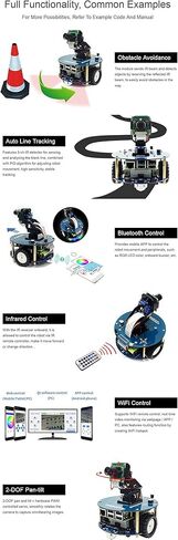 مجموعة أدوات تشغيل الروبوت الذكي للفيديو اللاسلكي AlphaBot2 لـ Raspberry Pi 4 Model B مع وحدة تحكم عن بعد بالأشعة تحت الحمراء للكاميرا @ XYGStudy in Saudi Arabia