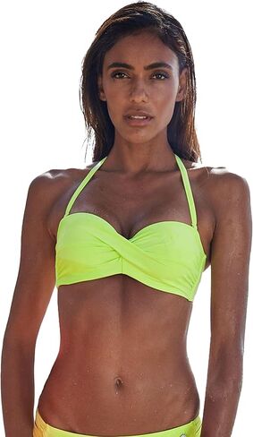 LASCANA Women's Twist Bandeau Bikini Top – Chic Wrap Front Design with Removable Halter Straps in Saudi Arabia