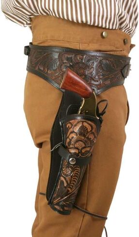 Western Gun Holster – Belt - Fits .22 Cal - Old West Cowboy Fast Draw Rig – Leather Revolver Holder – Revolvers 4''–6.5'' Barrel- Compatible Heritage Rough Rider, Ruger, Wrangler, Colt in Saudi Arabia