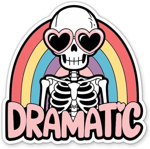 Funny Skeleton Dramatic Stickers - 2 Pack - Waterproof Vinyl for Car, Phone, Water Bottle, Laptop - Drama Queen Decals (2-Pack) in Saudi Arabia