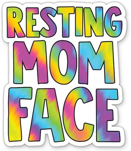 Resting Mom Face Stickers - 2 Pack - Waterproof Vinyl for Car, Phone, Water Bottle, Laptop - Sarcastic Mom Life Decals (2-Pack) in Saudi Arabia
