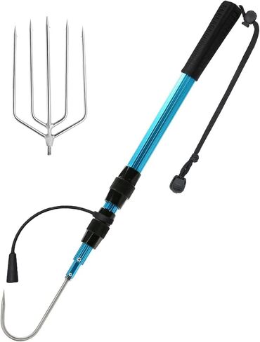 SANLIKE Telescopic Fish Gaff with Stainless Sea Fishing Spear Hook Tackle, Soft Handle Aluminium Alloy Pole for Saltwater Offshore Ice Tool in Saudi Arabia