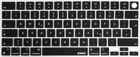XSKN German Language Black EU Layout Version Silicone Keyboard Cover Skin for 2022 2023 2024 2025 MacBook Air 13.6 15.3 inch M2 M3 M4 with Touch ID A2681 A3113 A3240 A2941 A3114 A3241 in Saudi Arabia