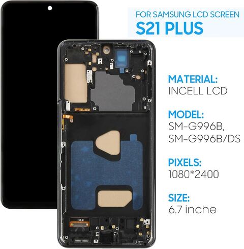 شاشة TFT بديلة لهاتف Samsung Galaxy S21 Plus SM-G996B SM-G996U SM-G996W SM-G996N SM-G9960 6.7 بوصة مجموعة رقمية تعمل باللمس - مع إطار أسود in Kuwait
