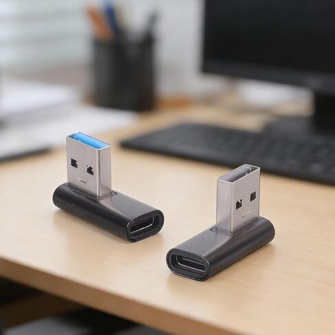 1 Pair USB3.0 to Type C Converter 90 Degree Bend for Data Transfer Power Devices Left and Right Angled USB a to USB C Converter Replacement Adapter Data Transfer and Powering Devices in Kuwait