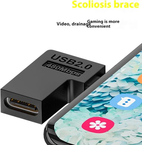 USB C أنثى إلى USB ذكر محول بزاوية 90 درجة شحن سريع 2A سرعة نقل البيانات بسرعة 480 ميجابت في الثانية تصميم صغير USB نوع C أنثى إلى USB ذكر محول in Kuwait