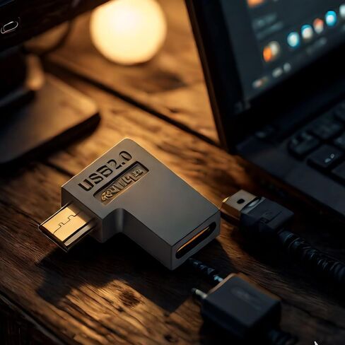 USB C أنثى إلى USB ذكر محول بزاوية 90 درجة شحن سريع 2A سرعة نقل البيانات بسرعة 480 ميجابت في الثانية تصميم صغير USB نوع C أنثى إلى USB ذكر محول in Kuwait