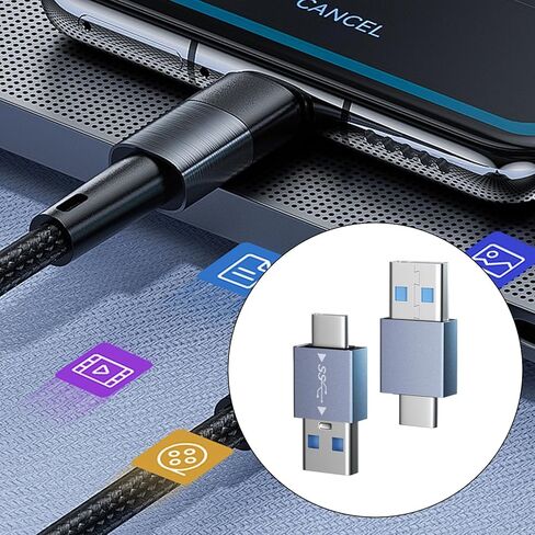 حزمة من قطعتين USB 3.1 محول شحن قياسي من النوع C إلى USB، نقل سريع للبيانات وتوافق واسع، رمادي USB C إلى USB a محول in Saudi Arabia