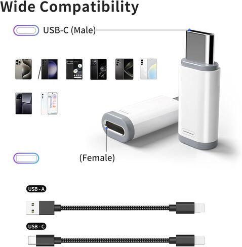 Phone to USB C Adapter Lighting Aluminum Charges Adapter Fast Charging & Data Transfer Easy to Carry for Phone 16 Fast Charging Adapter in Saudi Arabia