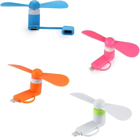 مروحة الهاتف الخليوي المصغرة ، مروحة الهاتف العالمية 3 في 1 لأجهزة iPhone و Android و Type-C إكسسوارات Summer Accessories ملونة وقوية (6 عبوات) in Kuwait