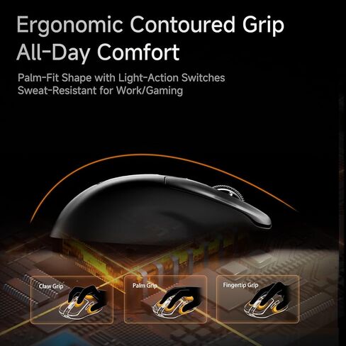 TS609 Wireless BT Gaming Mouse Rechargeable/2.4/Type-C Connect,PAW3311 Sensor,24000 Dpi,Lightweight,5 Programmable Buttons, 500 mAh Battery,Ergonomic Design for Pc-Black in Saudi Arabia