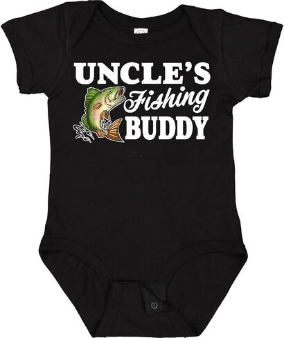 Inktastic Uncle's Fishing Buddy مع بدلة أطفال بنص أبيض in Kuwait
