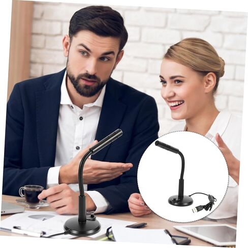 ميكروفون USB لسطح المكتب من Housoutil للكمبيوتر مع حامل ميكروفون مكثف محمول لبث الاجتماعات والدردشة الصوتية وتصميم مدمج مع ضوء مؤشر الطاقة in Kuwait