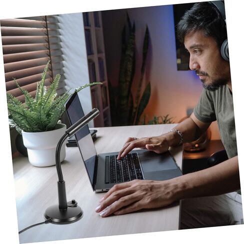 ميكروفون USB لسطح المكتب من Housoutil للكمبيوتر مع حامل ميكروفون مكثف محمول لبث الاجتماعات والدردشة الصوتية وتصميم مدمج مع ضوء مؤشر الطاقة in Kuwait