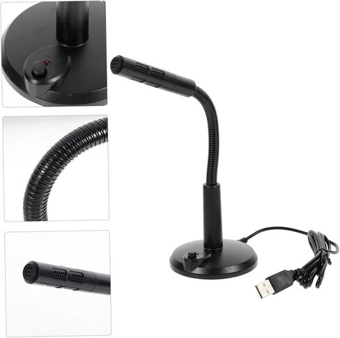 ميكروفون USB لسطح المكتب من Housoutil للكمبيوتر مع حامل ميكروفون مكثف محمول لبث الاجتماعات والدردشة الصوتية وتصميم مدمج مع ضوء مؤشر الطاقة in Kuwait