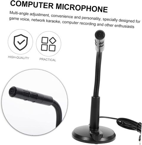 TEHAUX Portable USB Desktop Microphone with Holder for Voice Game Chatting Live Streaming Meetings Compact Design Compatible with Multiple Devices in Saudi Arabia