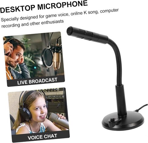TEHAUX Portable USB Desktop Microphone with Holder for Voice Game Chatting Live Streaming Meetings Compact Design Compatible with Multiple Devices in Saudi Arabia