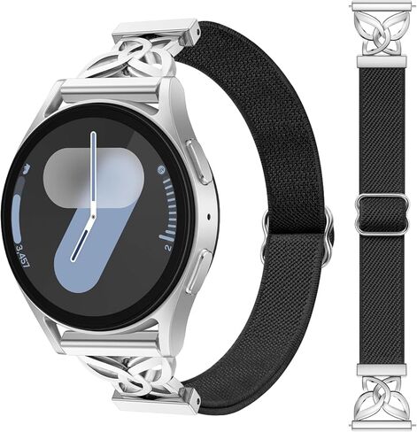حزام من النايلون متوافق مع ساعة Samsung Galaxy Watch 7 6 5 4 40 مم 44 مم/ساعة Galaxy Watch Classic 6 4 Classic 43 مم 47 مم 42 مم 46 مم/5 Pro Band 45 مم/Active 2، حزام فراشة مرن مجدول 20 مم in Saudi Arabia
