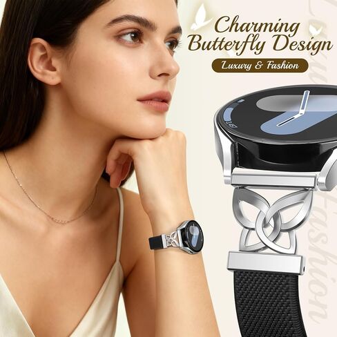 حزام من النايلون متوافق مع ساعة Samsung Galaxy Watch 7 6 5 4 40 مم 44 مم/ساعة Galaxy Watch Classic 6 4 Classic 43 مم 47 مم 42 مم 46 مم/5 Pro Band 45 مم/Active 2، حزام فراشة مرن مجدول 20 مم in Saudi Arabia