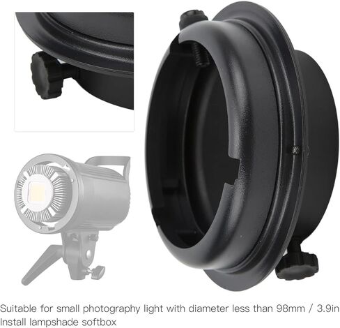 محول حلقة Speedring Ring من Photo Studio، محول ضوء فلاش صغير للتصوير الفوتوغرافي، قطر Softbox أقل من 98 مم، سبائك الألومنيوم أسود، محمول عالي الأداء ومتعدد الاستخدامات in Saudi Arabia