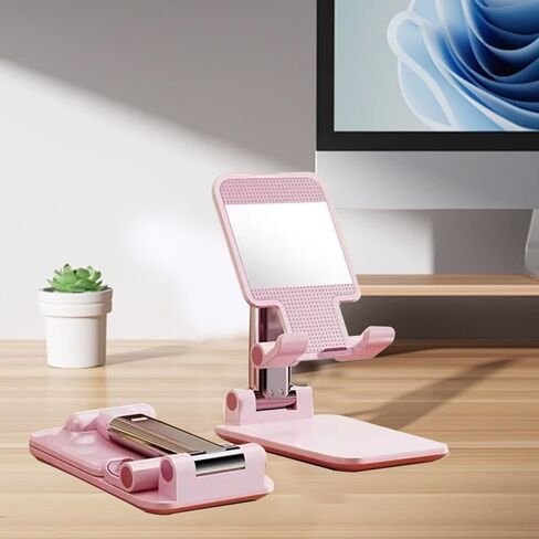 Foldable Phone Stand for Desk,Adjustable Angle of View,Portable Electronic Device Stand,Mobile Phone Universal,Pink in Saudi Arabia