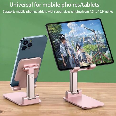 Foldable Phone Stand for Desk,Adjustable Angle of View,Portable Electronic Device Stand,Mobile Phone Universal,Pink in Saudi Arabia