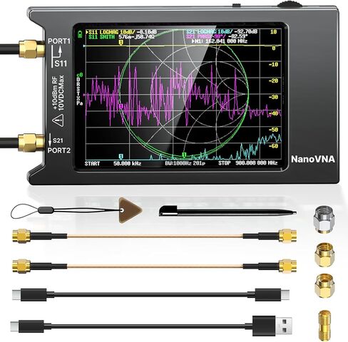 محلل شبكة ناقل AURSINC NanoVNA 10 كيلو هرتز - 1.5 جيجا هرتز HW V3.5 HF VHF UHF محلل هوائي قياس معلمات S، نسبة الموجة الدائمة للجهد، المرحلة، التأخير، مخطط سميث مع شاشة لمس 2.8 بوصة in Saudi Arabia