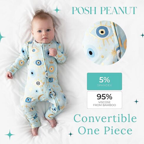 Posh Peanut Convertible Baby Sleepers - Girls Footless Baby Pajamas with 2 Way Zipper for Easy Diaper Changes - Celestial Fiona, 9-12 Months in Saudi Arabia