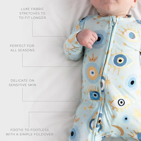 Posh Peanut Convertible Baby Sleepers - Girls Footless Baby Pajamas with 2 Way Zipper for Easy Diaper Changes - Celestial Fiona, 9-12 Months in Saudi Arabia